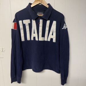 Vtg Kappa Italia National Team Soccer Polo Long Sleeve Shirt Boxy Fit Men L GUC